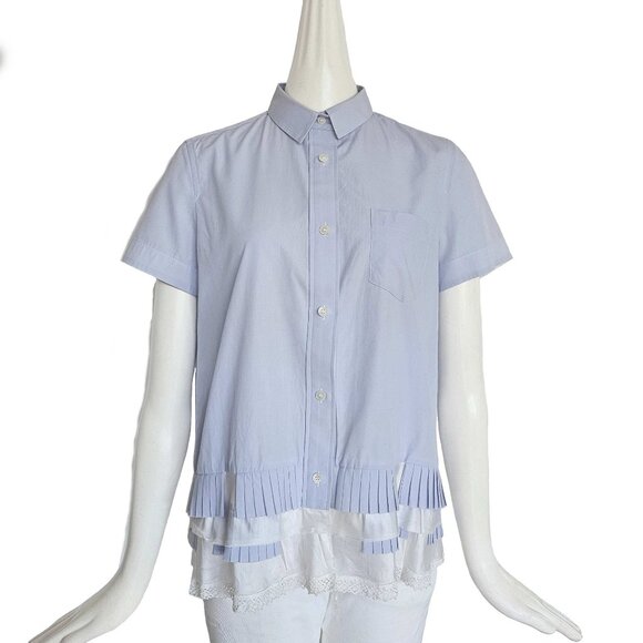 SACAI BLUE SHORT SLEEVES SHIRT (2) - Picture 2 of 9